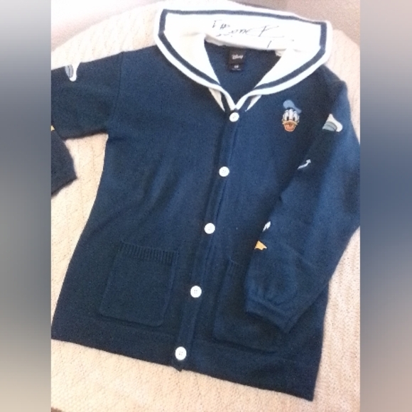 Hot Topic Sweaters - Hot Topic Donald Duck Embroidered Sailor Cardigan With Pockets